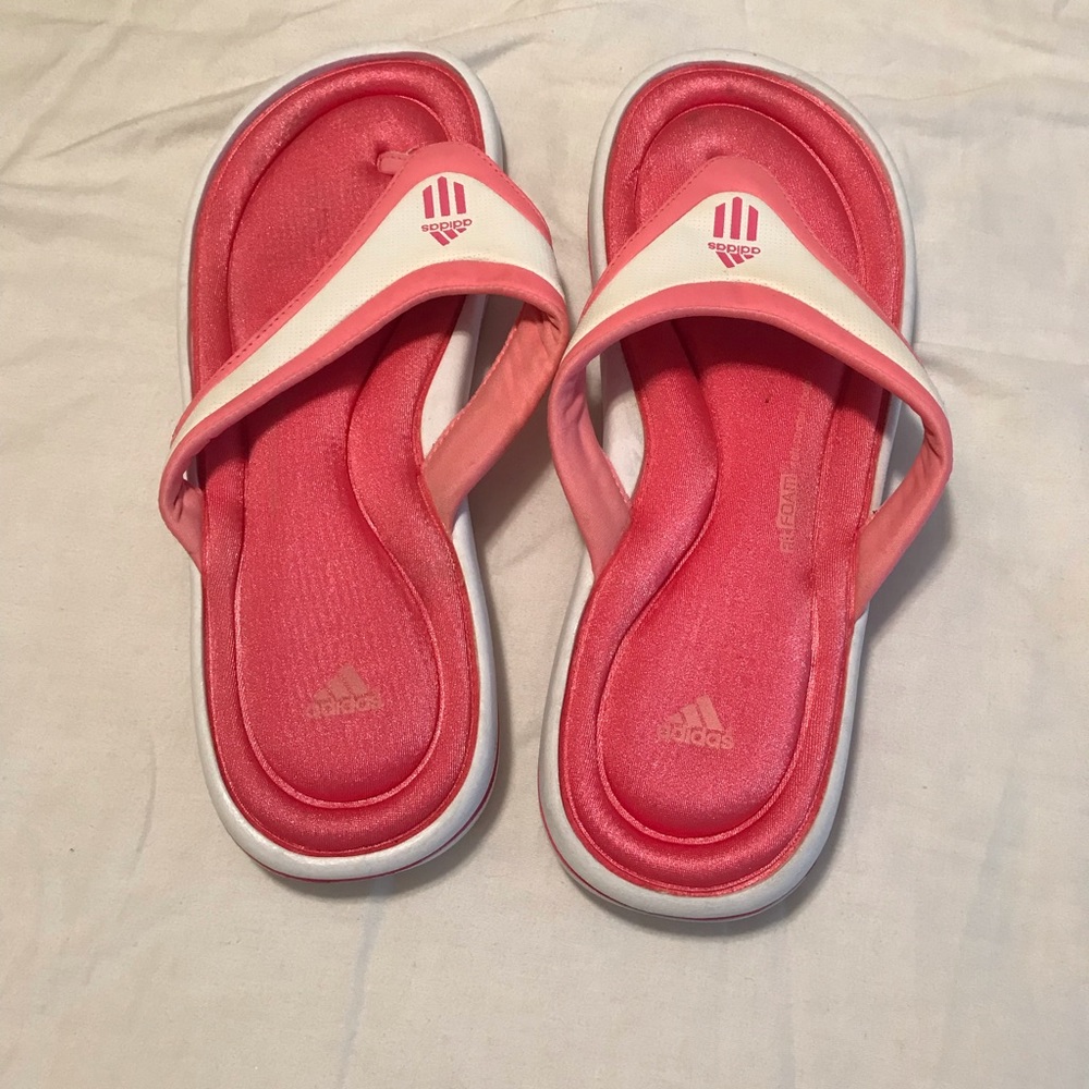 Adidas Pink foam flip flops